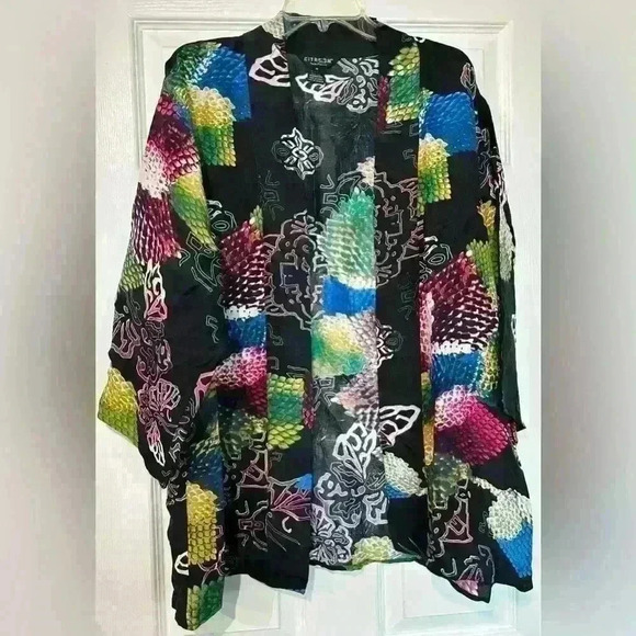 Citron Santa Monica 80%, 20% Silk Rayon Kimono Top This is a beauty! - Picture 1 of 5